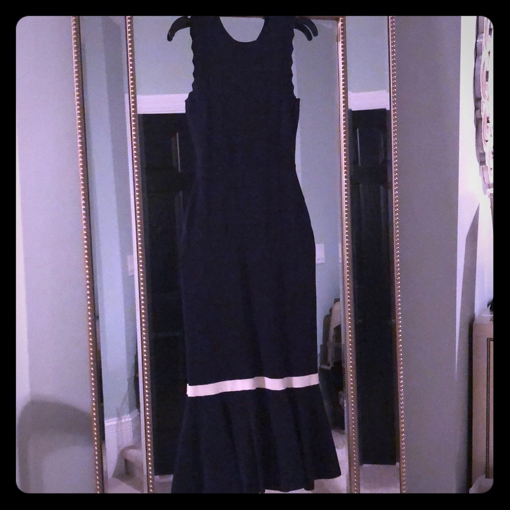 Navy Dress with ruffle detail